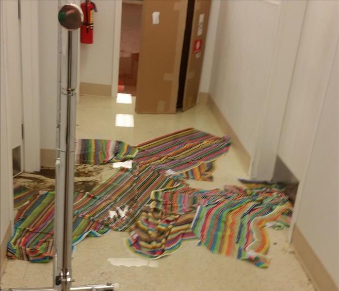 Water damage that took place in the hallway. Our clients tried to clean with towels.
