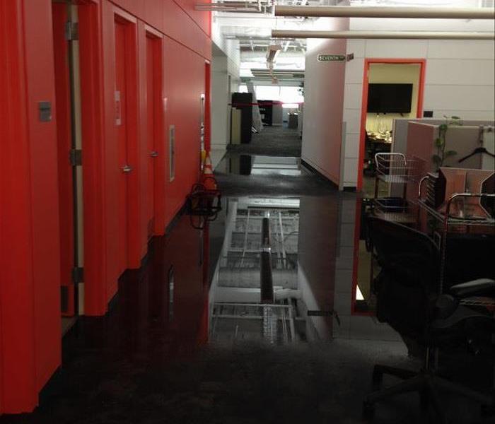 Water damage in local business where the floors have been flooded.